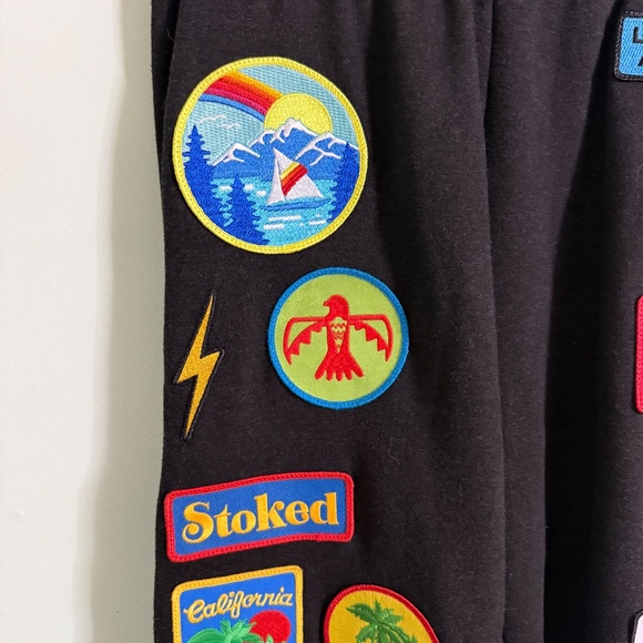 NWT Aviator Nation Vintage Patch Black Sweatpants X-Small - Picture 4 of 9